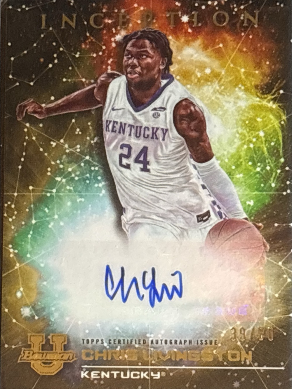 Topps Inception Kentucky Basketball Trading Card - Autographed LE 39/50